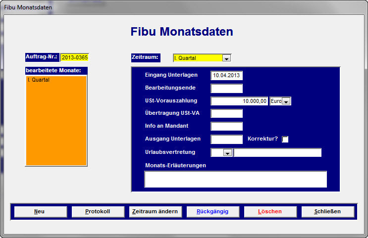Finanzbuchhaltung Monatsdaten