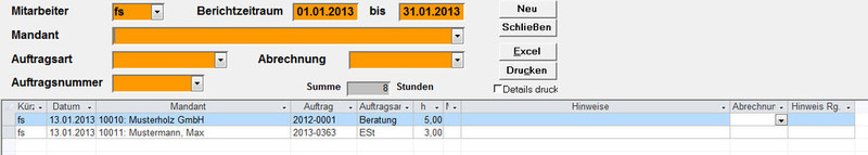 Zeiterfassung Auswertung